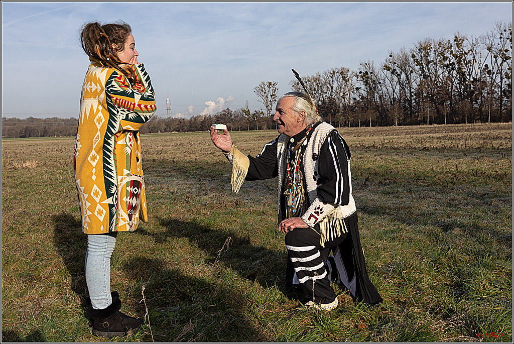 Cheyenne-Halbblut Hunting Wolf in der Falknerei Pierre Schmidt; Gymnich, 09.02.2023